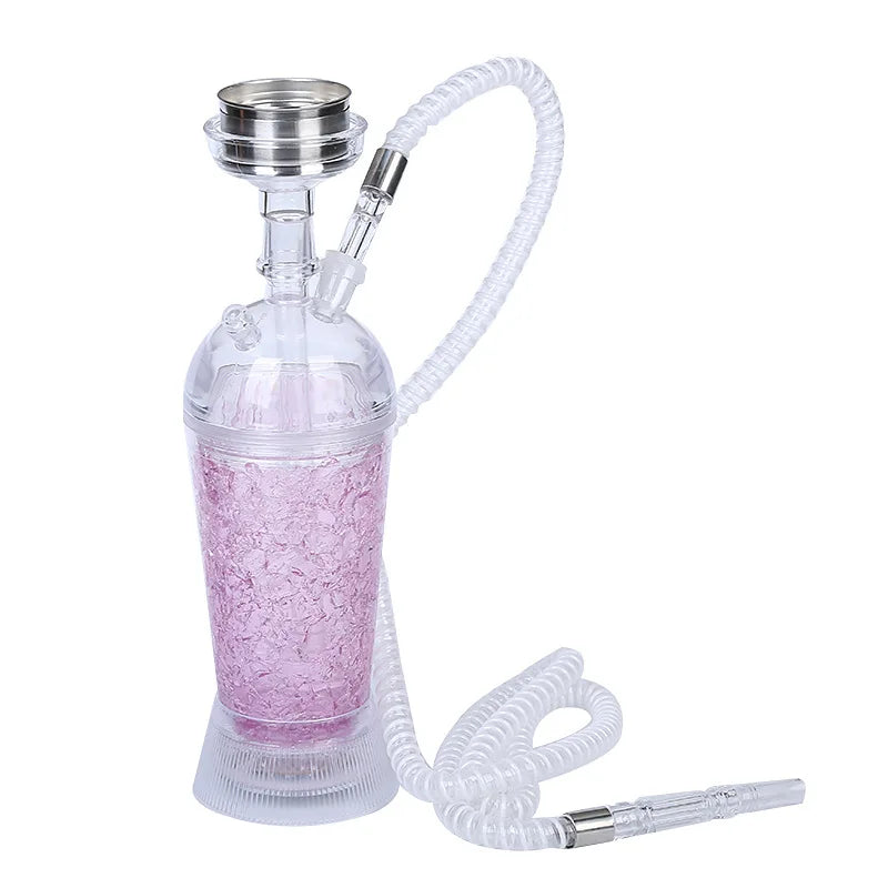 Portable Hookah Cup Set with LED Light and Shisha Accessories Acrylic Hookah Shisha Pipe Easy to Carry for Home Cars and Parties