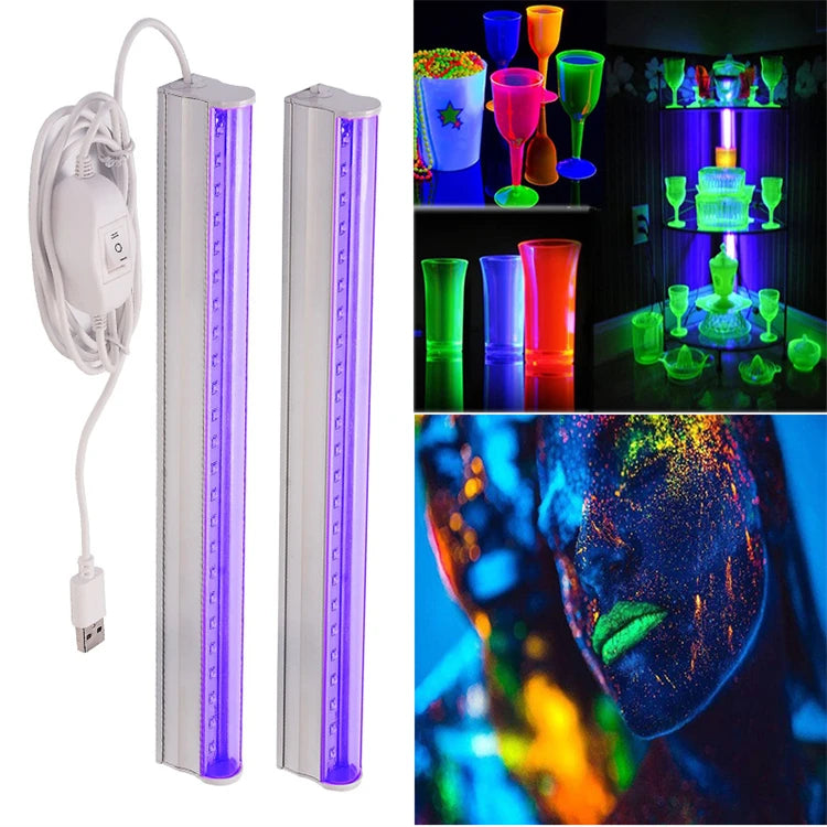 UV LED Black Light Fixtures Portable Blacklight Lamp For Stain Clean,Neon Paint Art,UV Body,Glow Party,UV Poster UV Curing Lamp