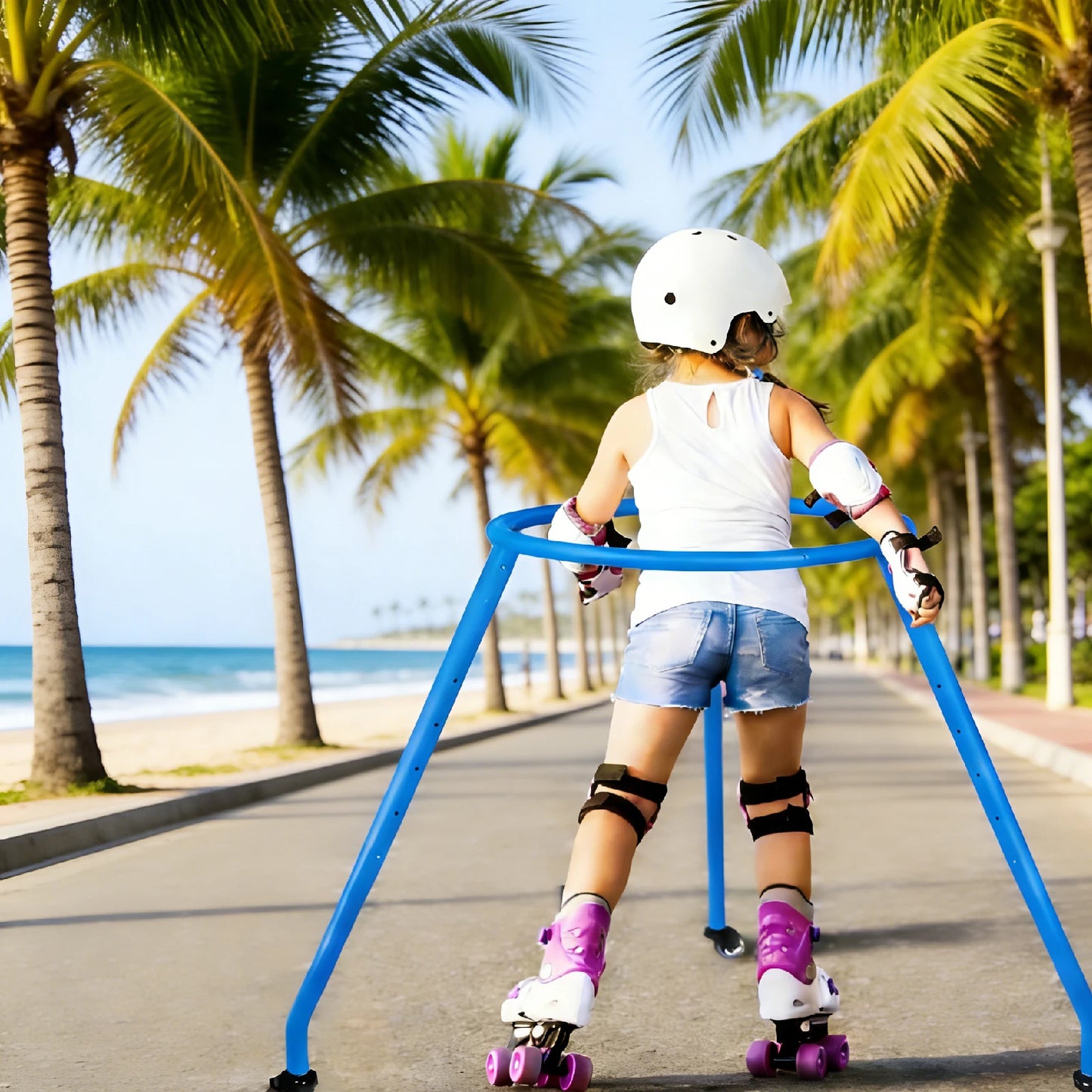 Kids Roller Skate Train Stable Adjustable Outdoor Roller Skate Training Equipment for Toddler Sturdy Skating Protective Gear