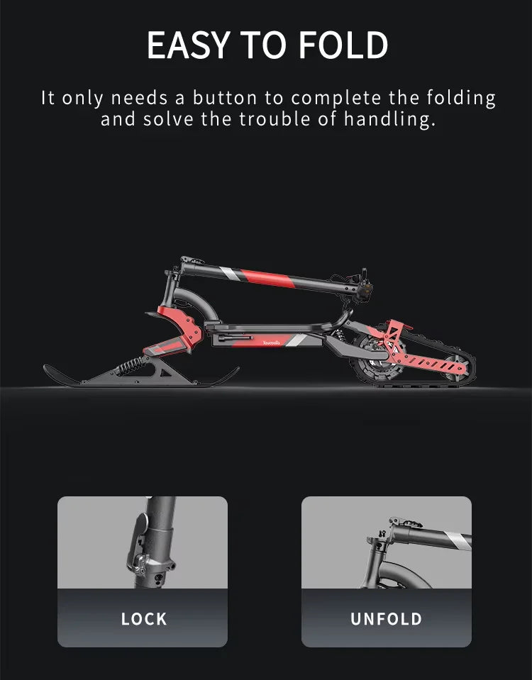 3-in-1 Electric Snow Scooter DIY Convertible Snowmobile Scooter with Tracks/Ski/Snowboard, All-Terrain Winter Sports Vehicle