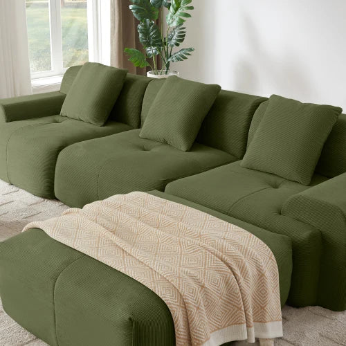 Modern L Shaped Modular Sofa Set Reclining for Living Room Velvet Upholstery Oversized 3-Seater Hotel Use Deep Seat