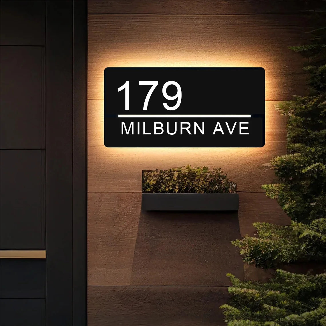 Modern House Number Illuminated LED House Sign BackLit House Number Street Address Sign Personalized Metal House Sign