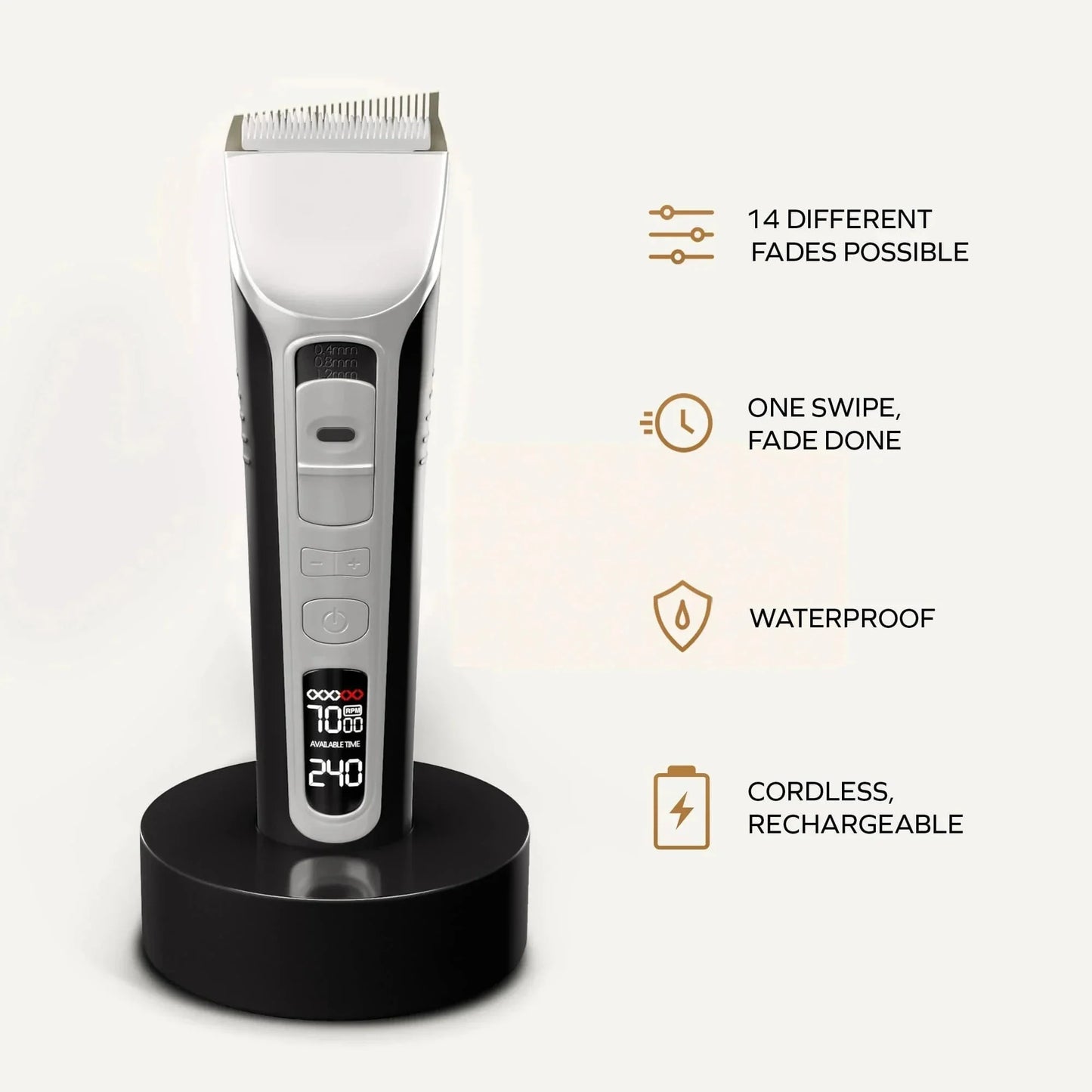 Hair Trimmer Rechargeable Electric Hair Clipper Ceramic Blade LCD Display Salon Men Hair Cutting Machine