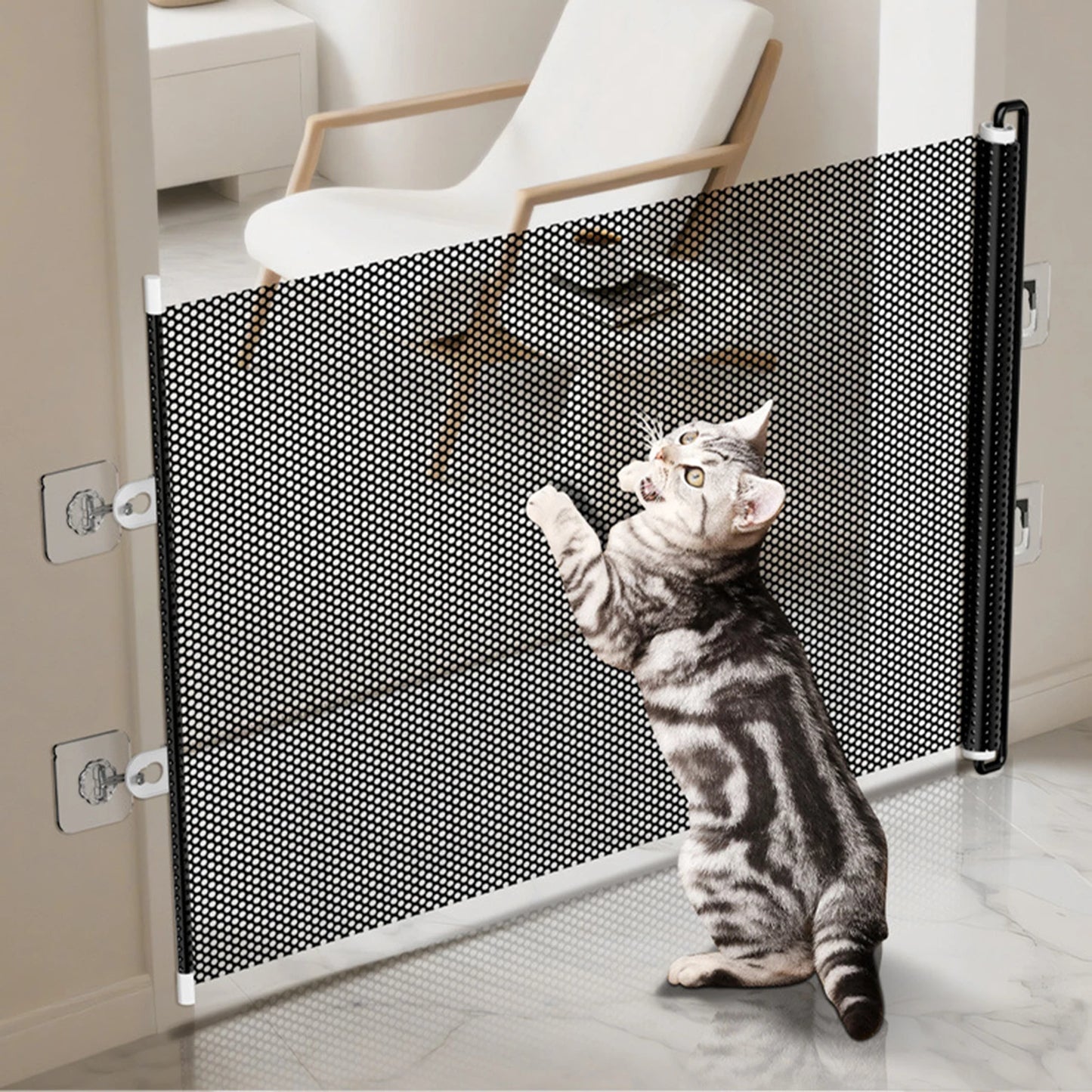 Pet Gate Easy Install PVC Gifts for Mom Accessories for Deck Stairways Porch Retractable Pet Dog Fence for Indoor Outdoor