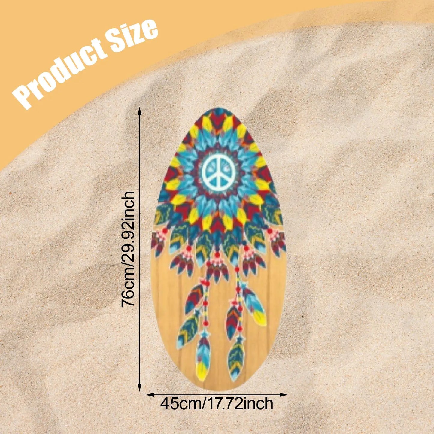 Wooden Skimboard Lightweight Standing Universal Portable Sand Board Skim Board for Beach Surfing Kids Teens Beginners Adults