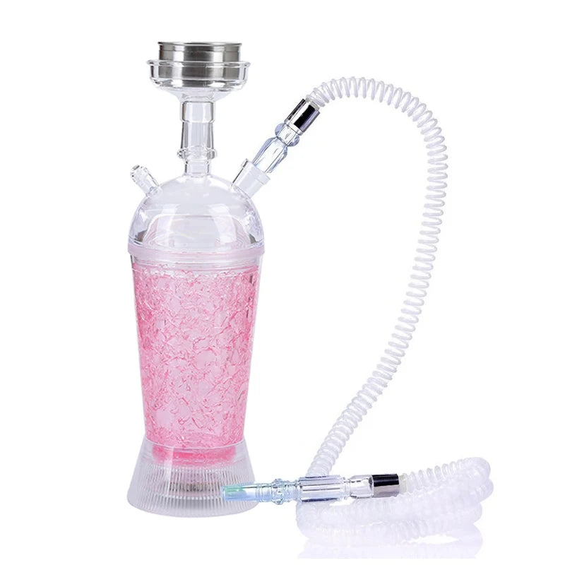 Portable Hookah Cup Set with LED Light and Shisha Accessories Acrylic Hookah Shisha Pipe Easy to Carry for Home Cars and Parties