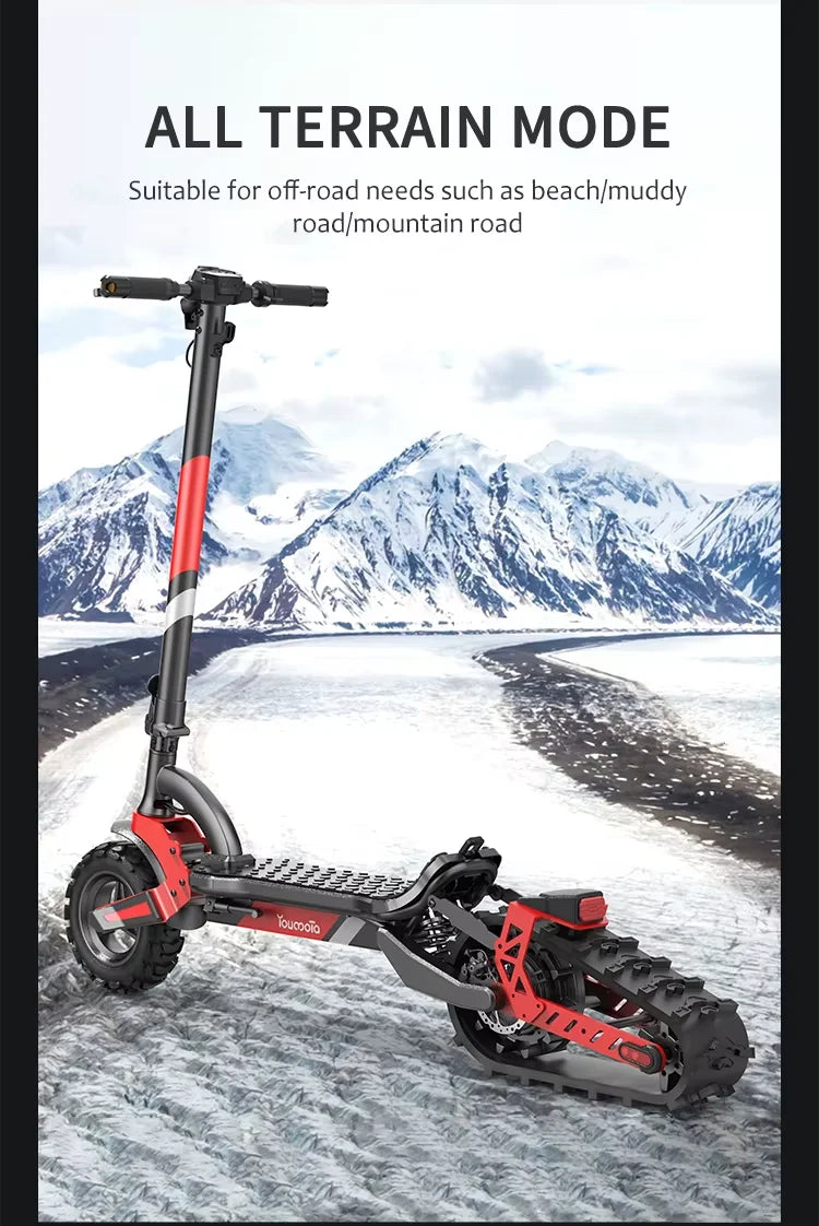 3-in-1 Electric Snow Scooter DIY Convertible Snowmobile Scooter with Tracks/Ski/Snowboard, All-Terrain Winter Sports Vehicle