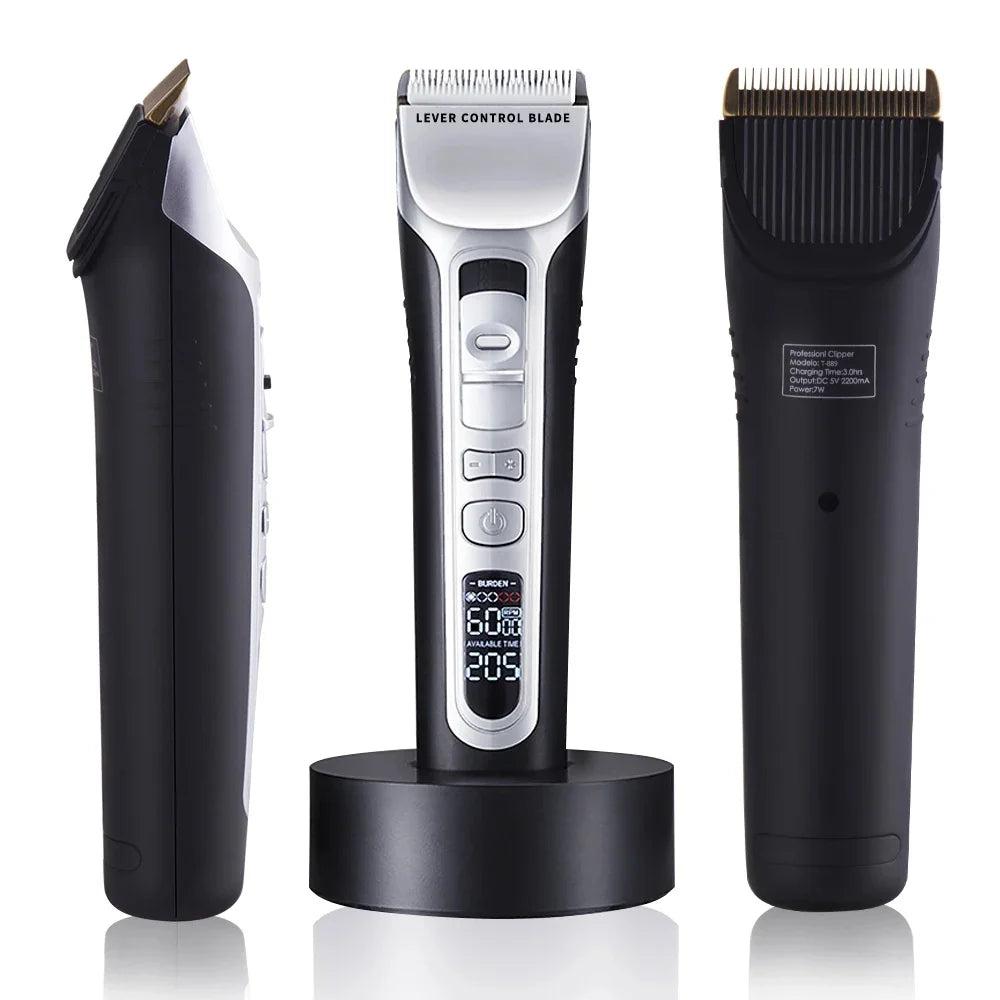 Hair Trimmer Rechargeable Electric Hair Clipper Ceramic Blade LCD Display Salon Men Hair Cutting Machine