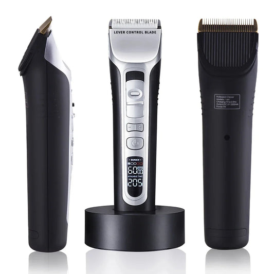 Hair Trimmer Rechargeable Electric Hair Clipper Ceramic Blade LCD Display Salon Men Hair Cutting Machine