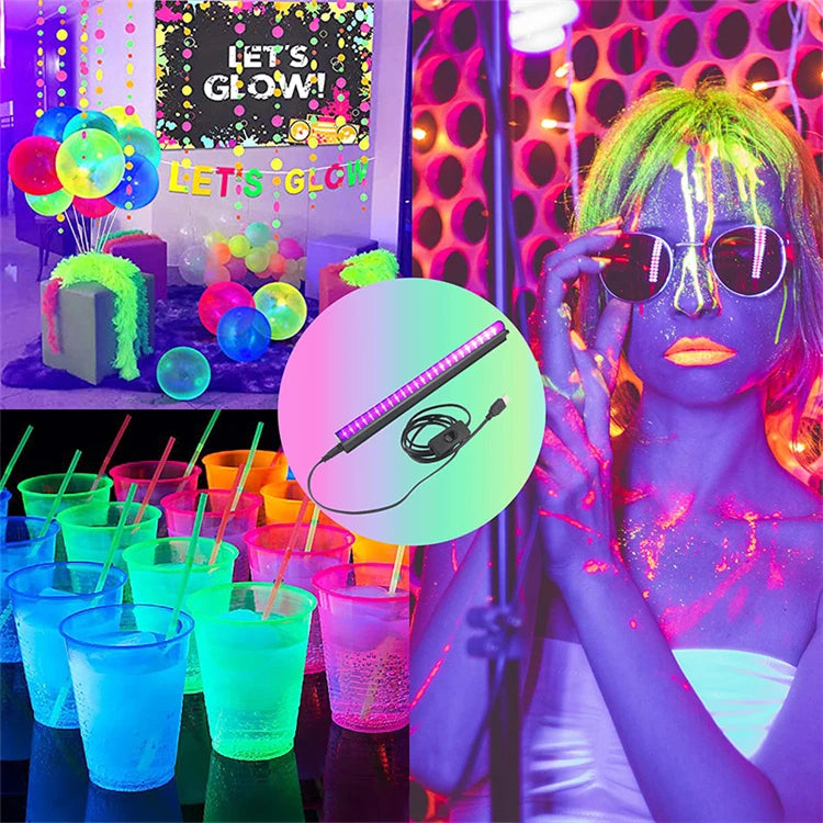 UV Black Light Bar for Room,Cabinet, Holiday Halloween Decorations, Body Paint, Poster,Fluorescent Tapestry,Glow Party,UV Lamp