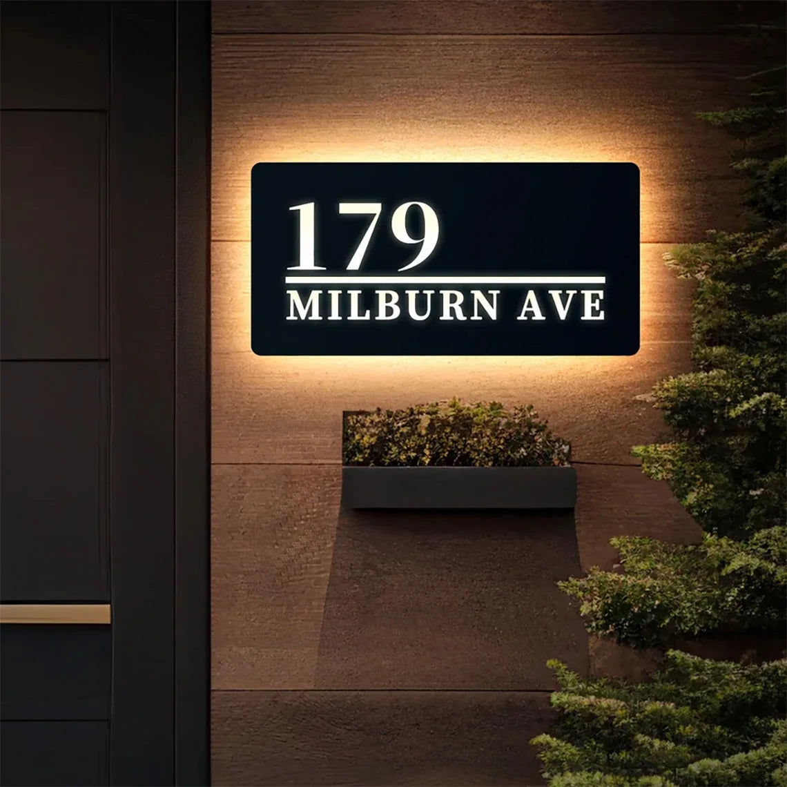 Modern House Number Illuminated LED House Sign BackLit House Number Street Address Sign Personalized Metal House Sign