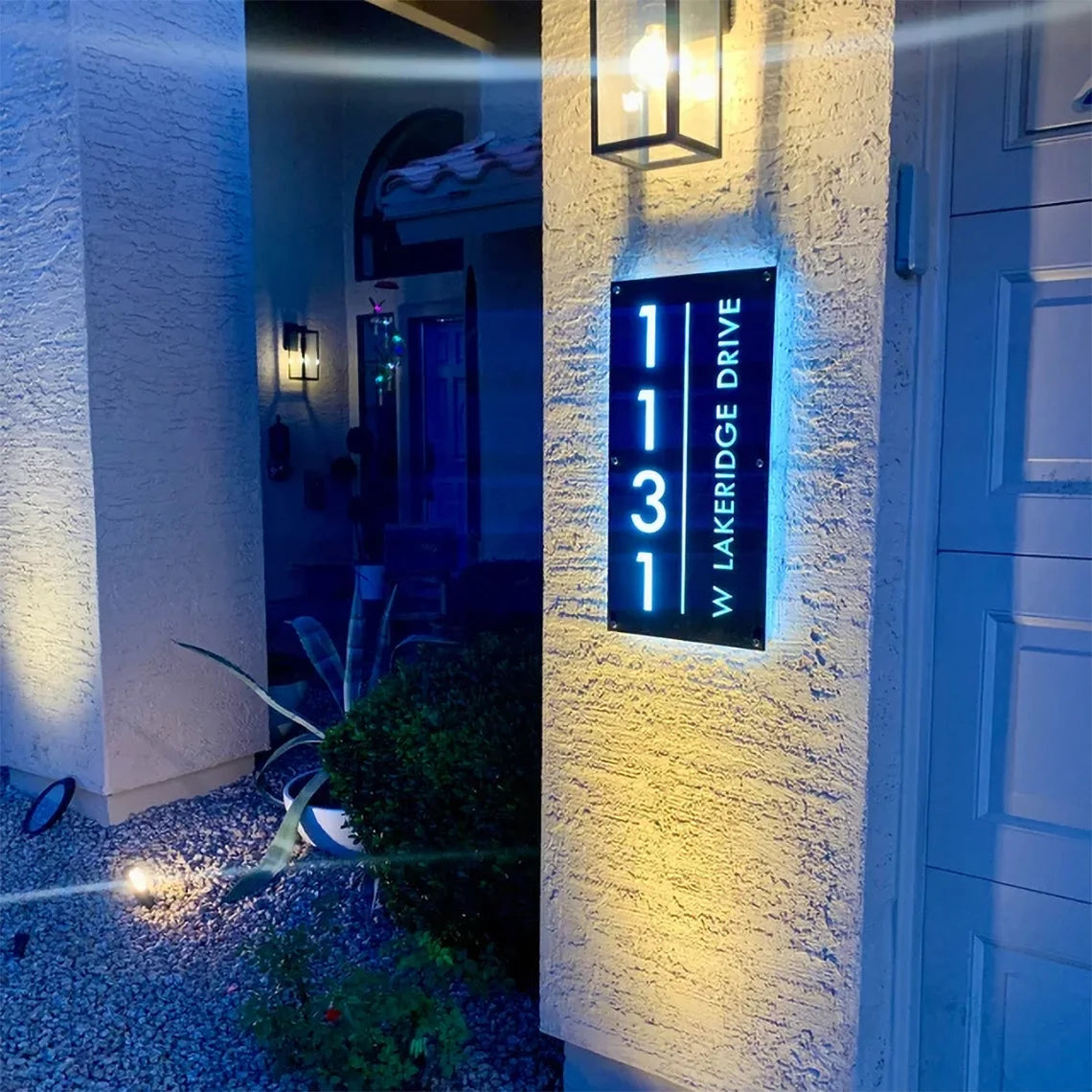 Modern House Number Illuminated LED House Sign BackLit House Number Street Address Sign Personalized Metal House Sign
