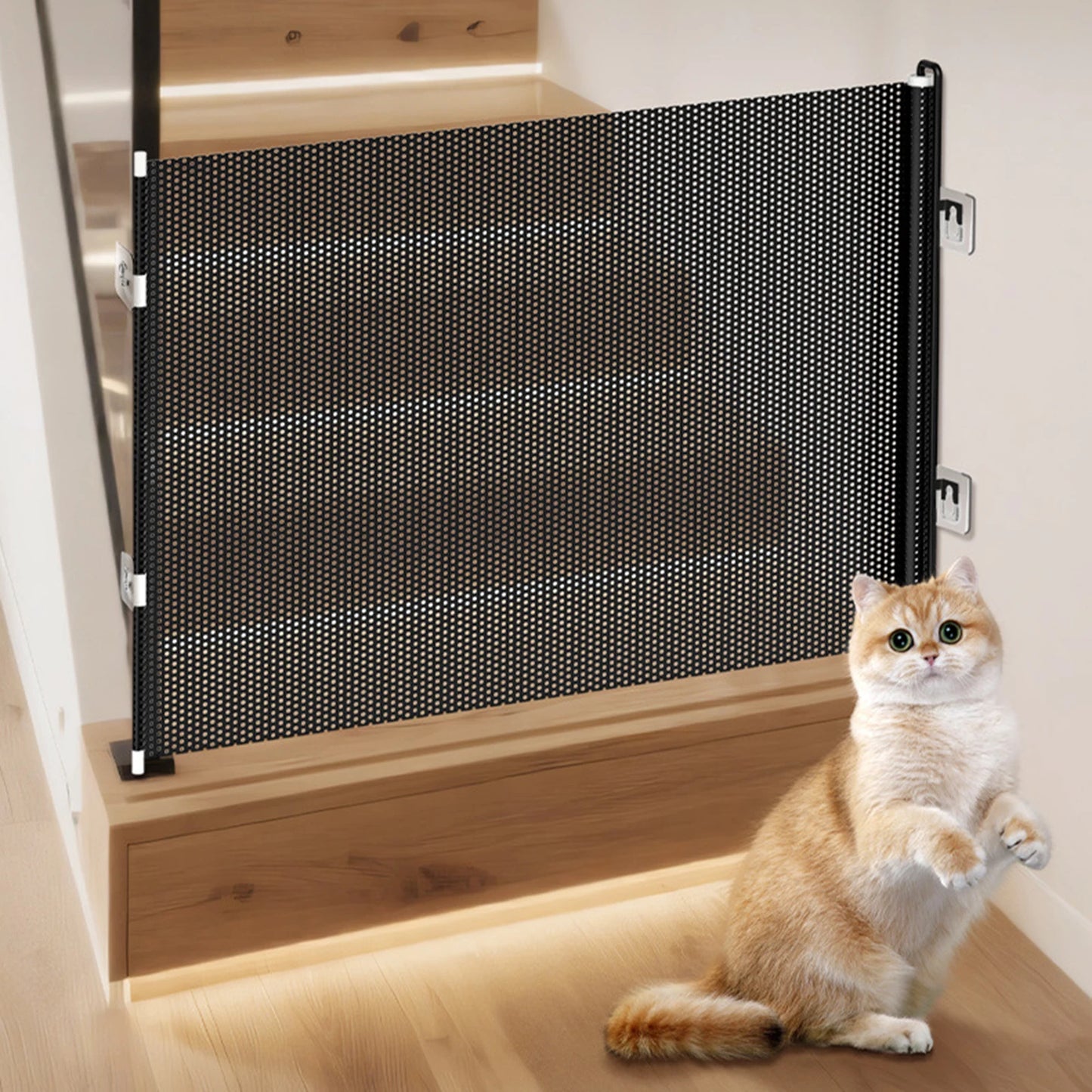 Pet Gate Easy Install PVC Gifts for Mom Accessories for Deck Stairways Porch Retractable Pet Dog Fence for Indoor Outdoor