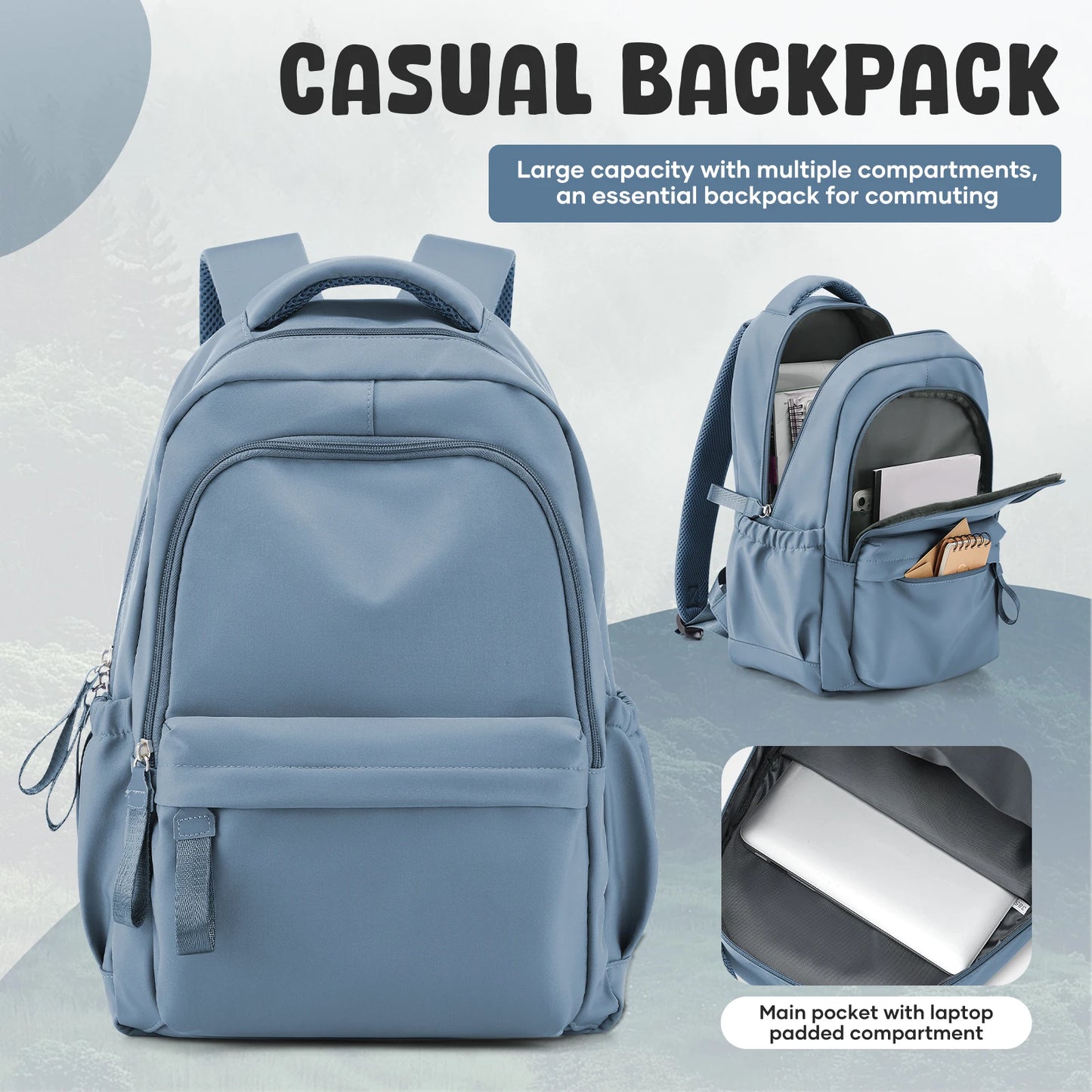 School Backpack, Casual Fashion Backpack, School Laptop Backpack, Large Capacity Zipper Simple Student School Bag For Girls Boys