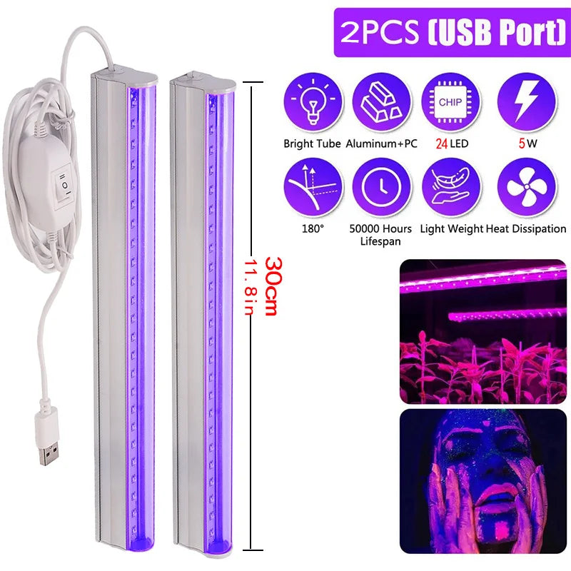 UV LED Black Light Fixtures Portable Blacklight Lamp For Stain Clean,Neon Paint Art,UV Body,Glow Party,UV Poster UV Curing Lamp