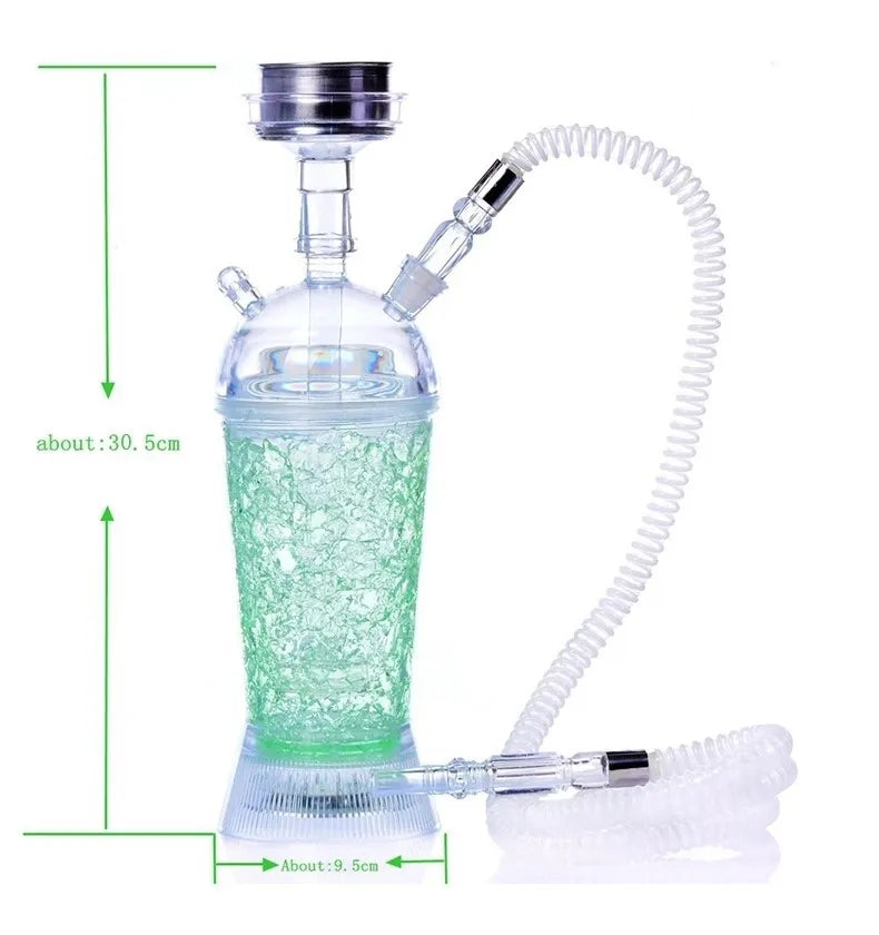 Portable Hookah Cup Set with LED Light and Shisha Accessories Acrylic Hookah Shisha Pipe Easy to Carry for Home Cars and Parties