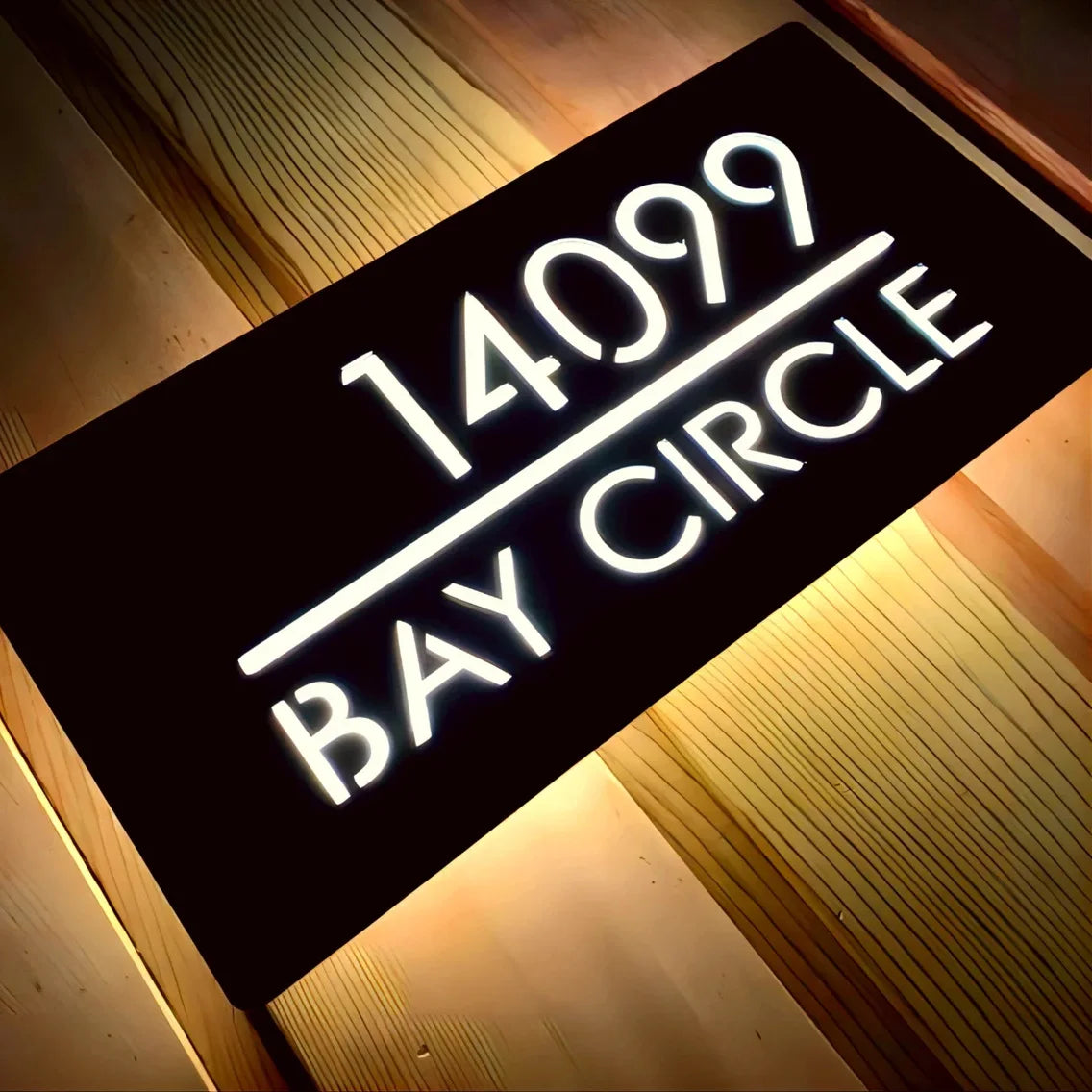 Modern House Number Illuminated LED House Sign BackLit House Number Street Address Sign Personalized Metal House Sign