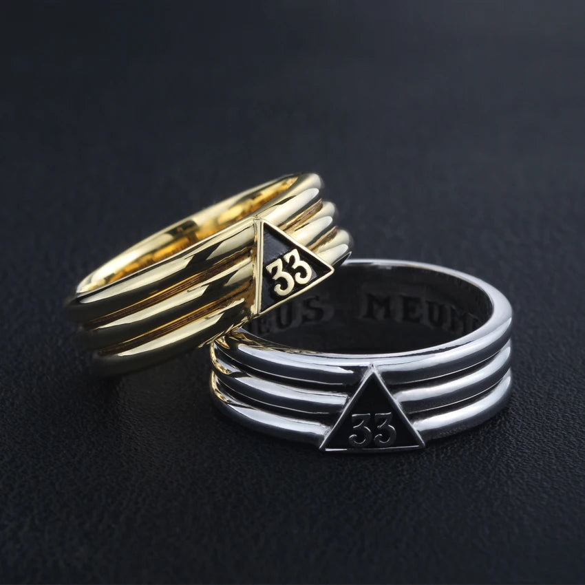 Freemason Masonic Scottish Rite 33 Degree Band Sterling Silver Ring