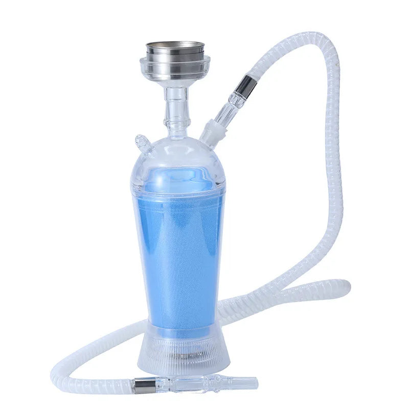 Portable Hookah Cup Set with LED Light and Shisha Accessories Acrylic Hookah Shisha Pipe Easy to Carry for Home Cars and Parties