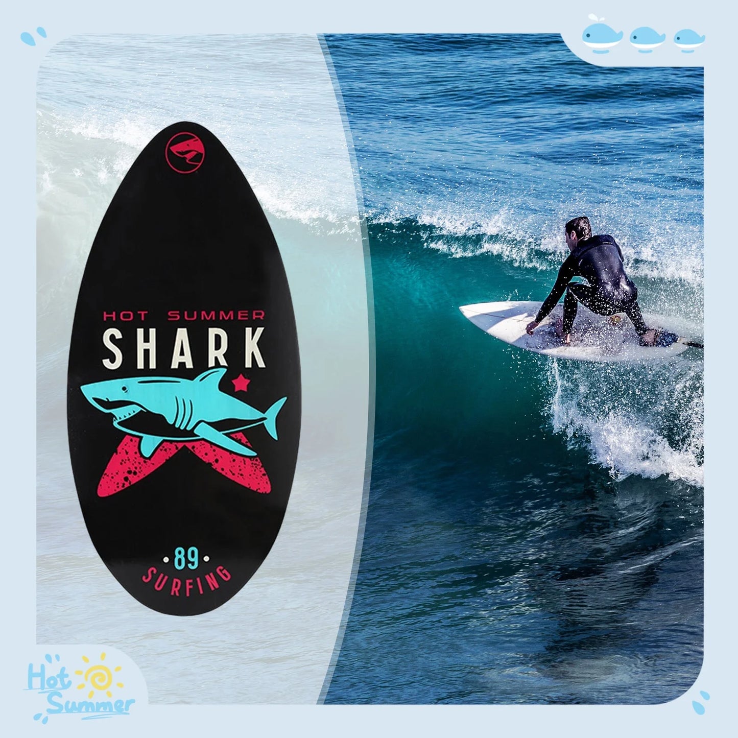 35 Inch Skimboard Equipment Beach Sand Board Surf Board for Travel Kids Teens Adults Lightweight Durable Water Sport