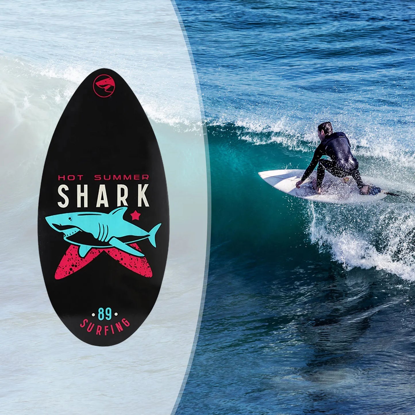 35 Inch Skimboard Equipment Beach Sand Board Surf Board for Travel Kids Teens Adults Lightweight Durable Water Sport