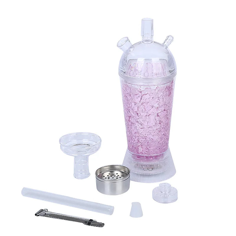 Portable Hookah Cup Set with LED Light and Shisha Accessories Acrylic Hookah Shisha Pipe Easy to Carry for Home Cars and Parties