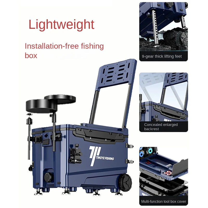 Fishing 32L Ultralight Fishing Box with Wheel Multifunctional Thickened Fishing Cooler Box Set Fishing Equipment Tool Box