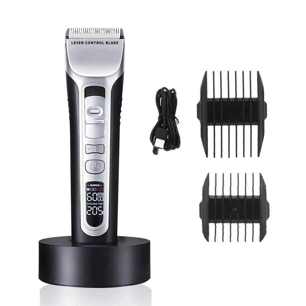 Hair Trimmer Rechargeable Electric Hair Clipper Ceramic Blade LCD Display Salon Men Hair Cutting Machine