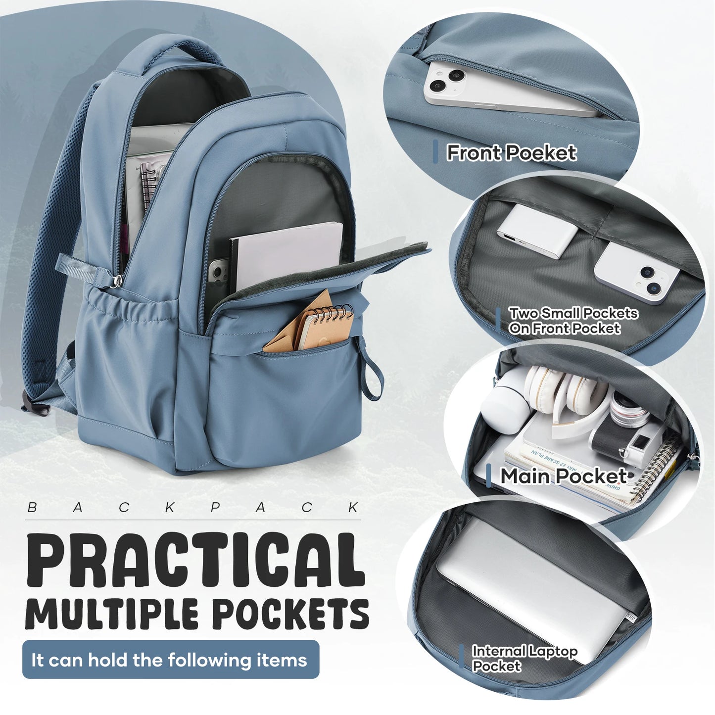 School Backpack, Casual Fashion Backpack, School Laptop Backpack, Large Capacity Zipper Simple Student School Bag For Girls Boys