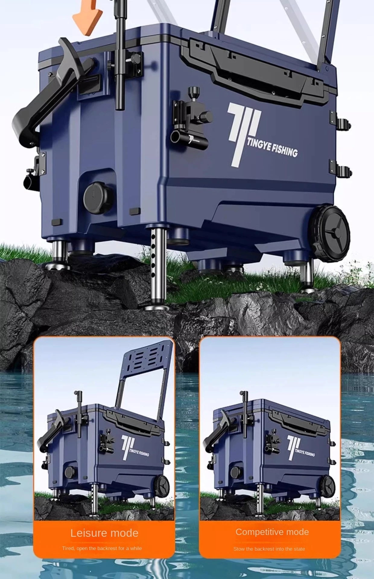 Fishing 32L Ultralight Fishing Box with Wheel Multifunctional Thickened Fishing Cooler Box Set Fishing Equipment Tool Box