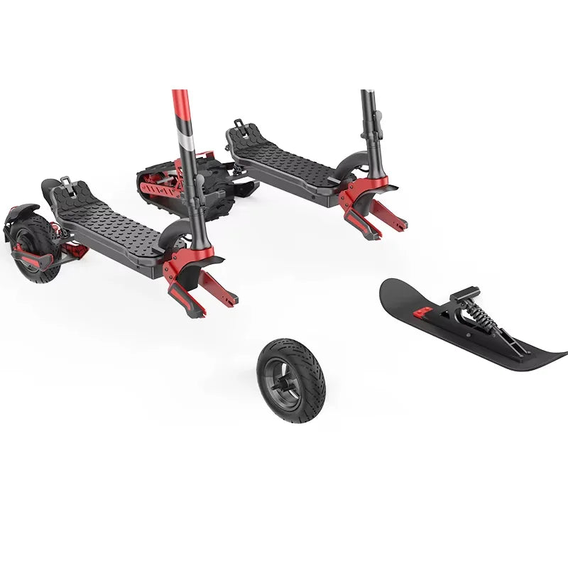 3-in-1 Electric Snow Scooter DIY Convertible Snowmobile Scooter with Tracks/Ski/Snowboard, All-Terrain Winter Sports Vehicle