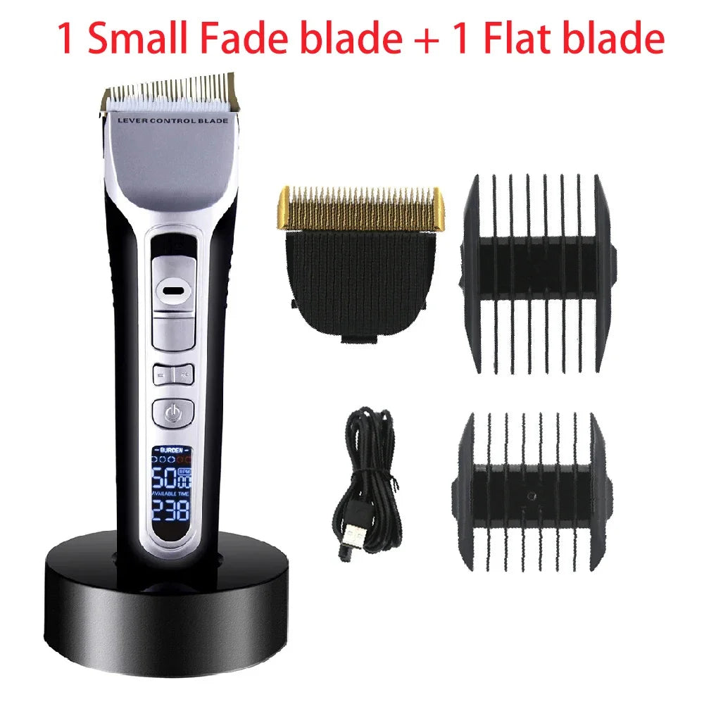 Hair Trimmer Rechargeable Electric Hair Clipper Ceramic Blade LCD Display Salon Men Hair Cutting Machine