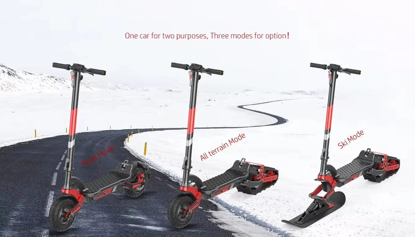 3-in-1 Electric Snow Scooter DIY Convertible Snowmobile Scooter with Tracks/Ski/Snowboard, All-Terrain Winter Sports Vehicle