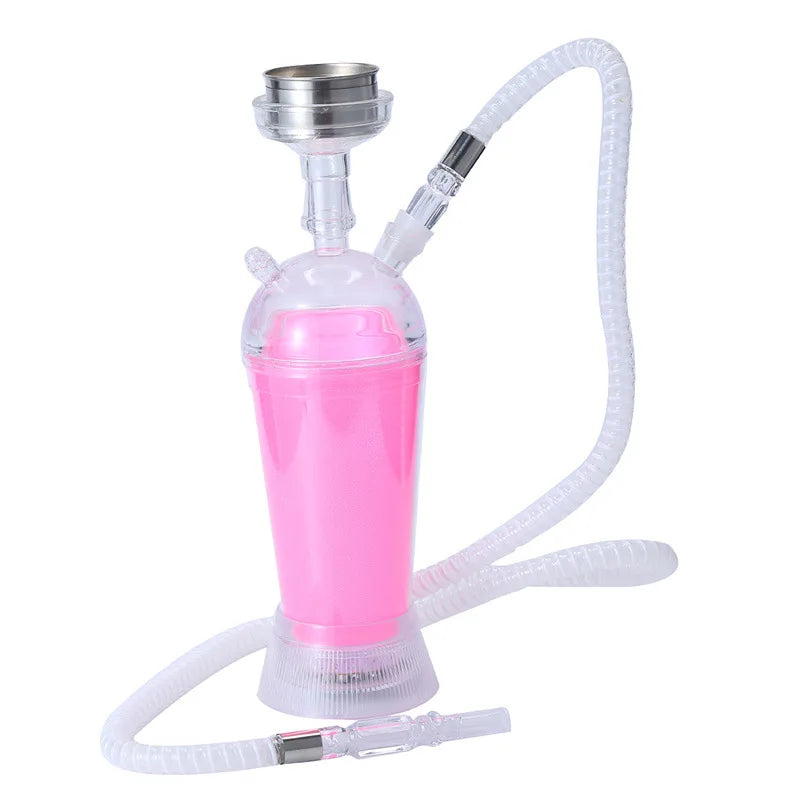 Portable Hookah Cup Set with LED Light and Shisha Accessories Acrylic Hookah Shisha Pipe Easy to Carry for Home Cars and Parties