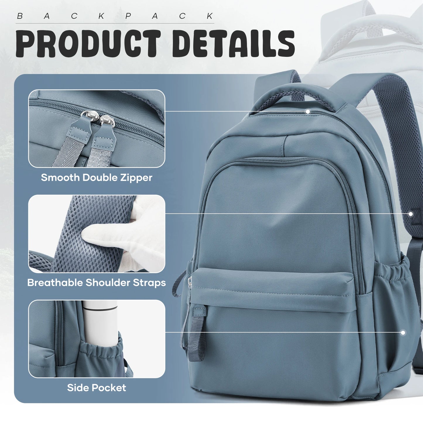 School Backpack, Casual Fashion Backpack, School Laptop Backpack, Large Capacity Zipper Simple Student School Bag For Girls Boys