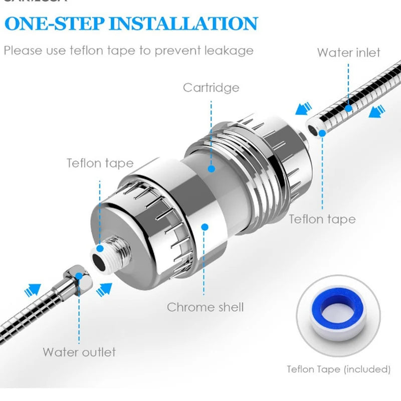 Bathroom household water purifier shower filter 15-20 level filter cartridge water purification set to remove residual chlorine