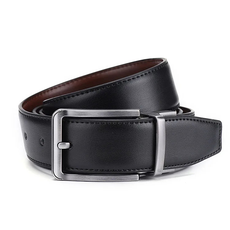 Genuine Leather Belt Double sided belt Men Belt Laser engraving Luxury Strap Male Belt New Fashion Retro pin buckle High Quality