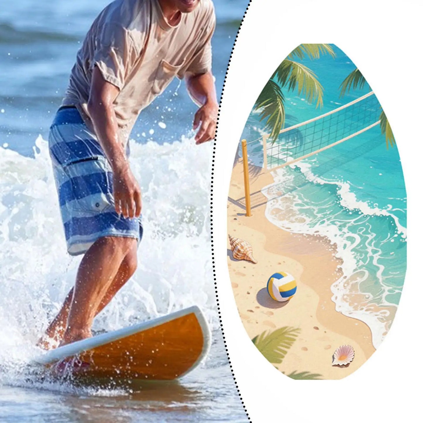Wooden Skimboard Lightweight Standing Universal Portable Sand Board Skim Board for Beach Surfing Kids Teens Beginners Adults