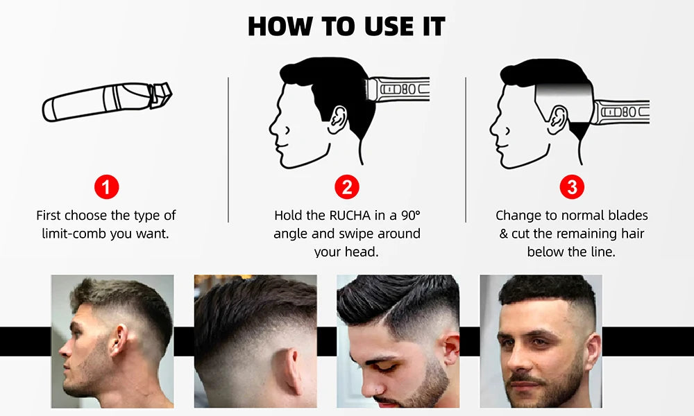 Hair Trimmer Rechargeable Electric Hair Clipper Ceramic Blade LCD Display Salon Men Hair Cutting Machine