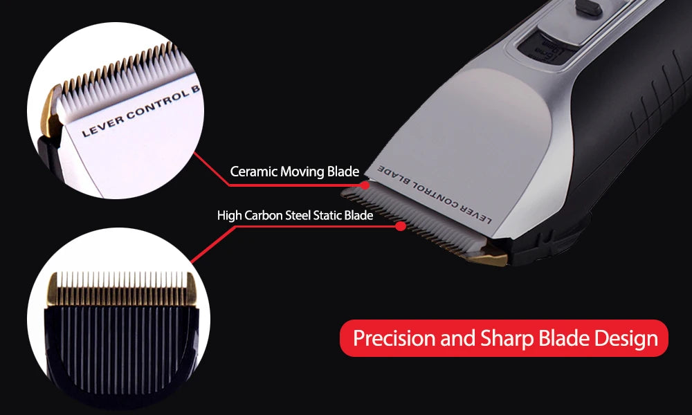 Hair Trimmer Rechargeable Electric Hair Clipper Ceramic Blade LCD Display Salon Men Hair Cutting Machine