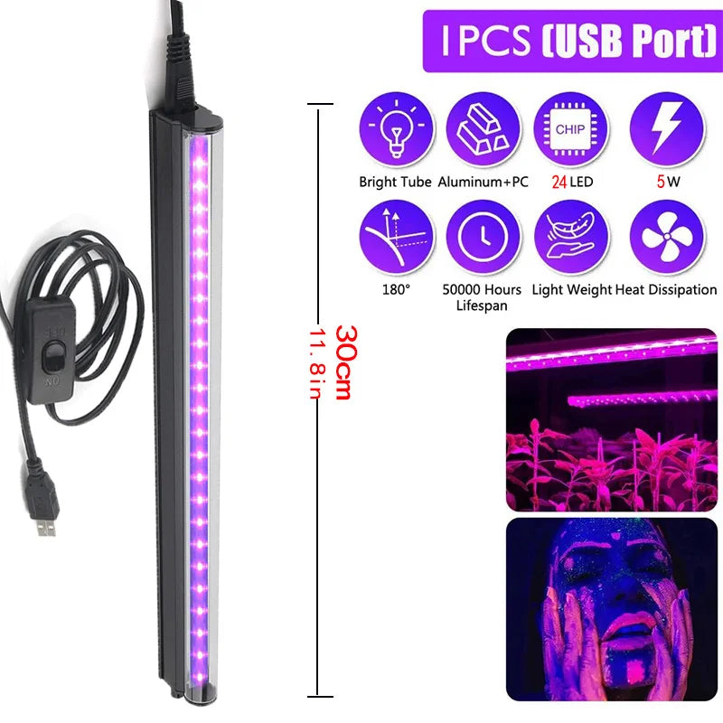 UV Black Light Bar for Room,Cabinet, Holiday Halloween Decorations, Body Paint, Poster,Fluorescent Tapestry,Glow Party,UV Lamp