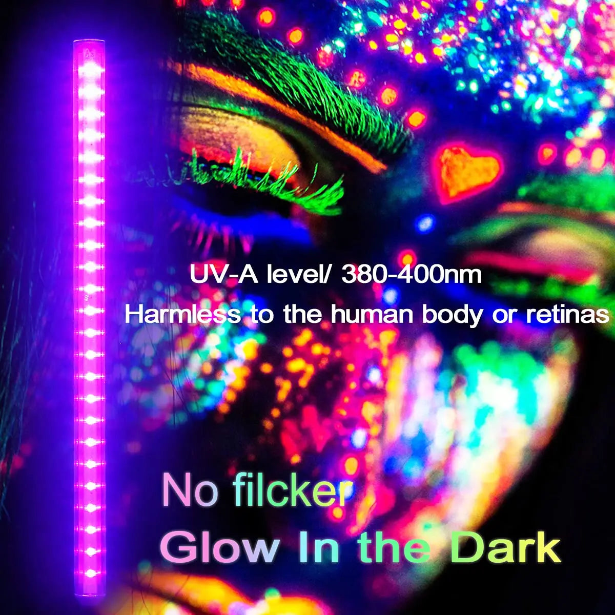 UV Black Light Bar for Room,Cabinet, Holiday Halloween Decorations, Body Paint, Poster,Fluorescent Tapestry,Glow Party,UV Lamp