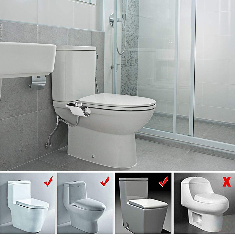 Bidet Attachment Self-Cleaning Double Nozzle Toilet Seat Adjustable Water Pressure Bidet Sprayer With Hose Non-Electric EU/US/AU