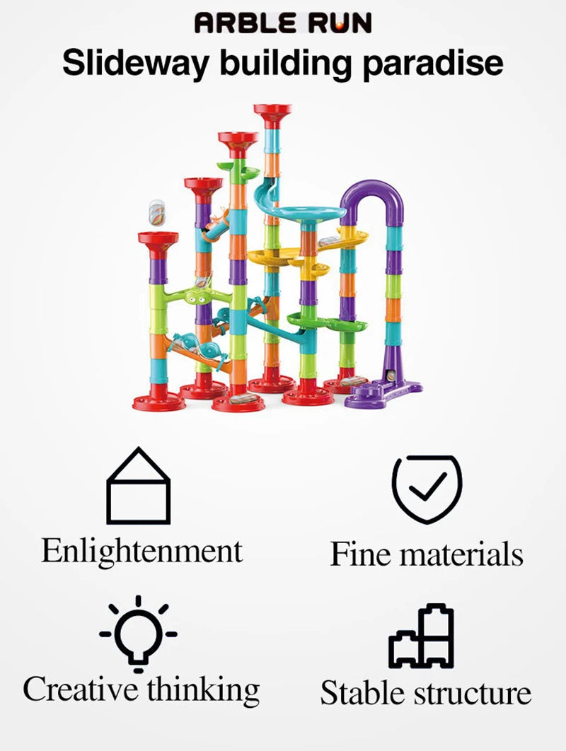 Marble Run Race Track Building Blocks Kids 3D Maze Ball Roll Toy DIY Marble Run Race Coaster SetChristmas Gift