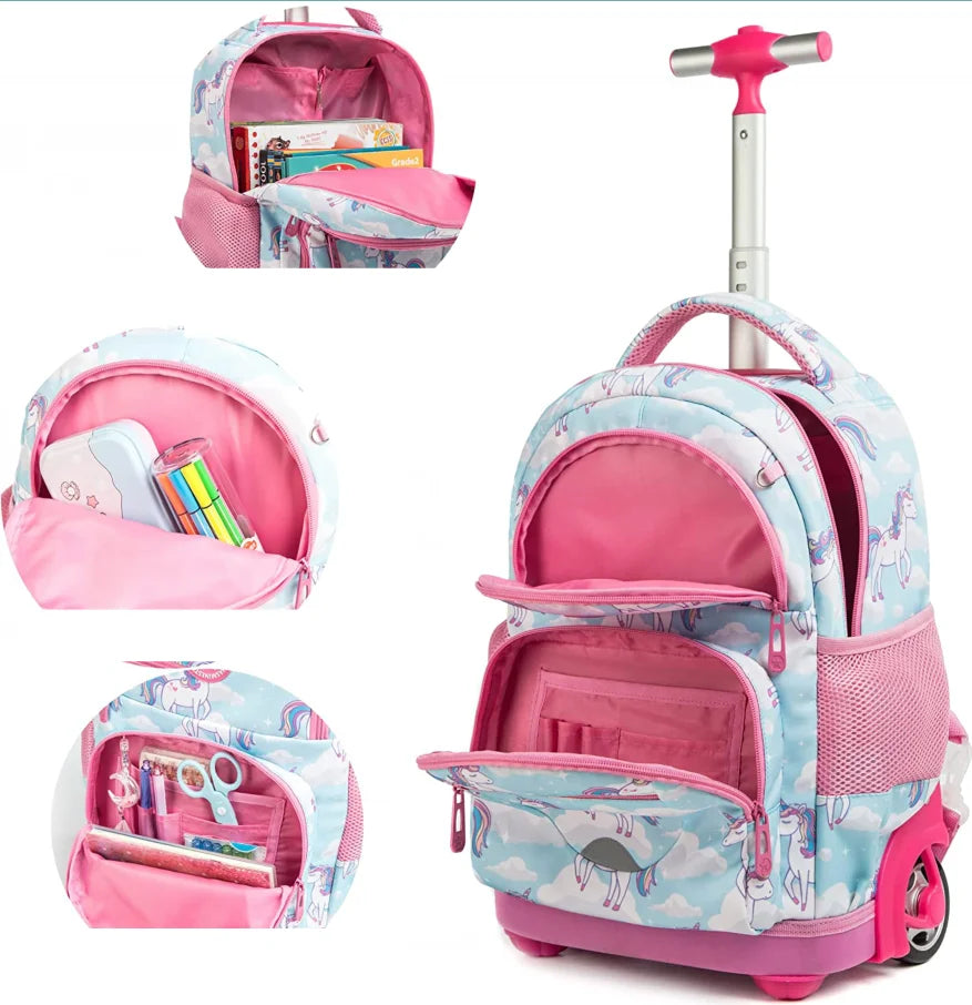 Kids School Rolling Backpack Bag for girls School Trolley Bag for boys Laptop Trolley Backpack Bag Children Rolling luggage Bags
