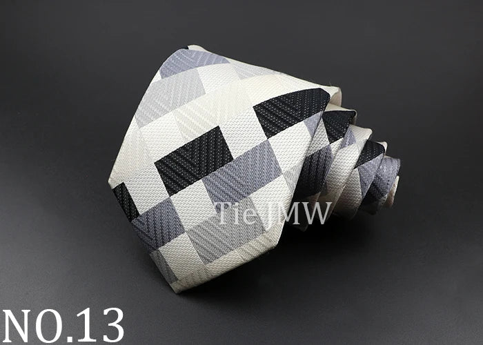 100% Silk Tie 8 cm Stripe Necktie High Quantity Plaid Ties For Men Slim Cravat Neckties Business Meeting Suit Dress Gravatas