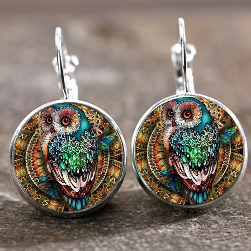 Islamic Muslim Logo Pendant Earrings Glass Convex Charm Pendant Alloy Metal Arabic Religious Jewelry
