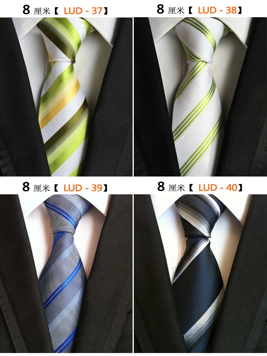 New Classic Silk Men's Ties Neck Ties 8cm Plaid Striped Ties for Men Formal Business Luxury Wedding Party Neckties Gravatas