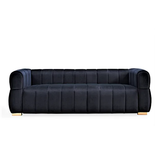 Velvet Convertible Sofa Set with Tufted Low Back Design Modern 3 Seater for Living Rooms 89 Inch Wide Easy Assembly