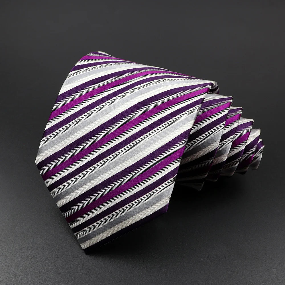 100% Silk Tie 8 cm Stripe Necktie High Quantity Plaid Ties For Men Slim Cravat Neckties Business Meeting Suit Dress Gravatas